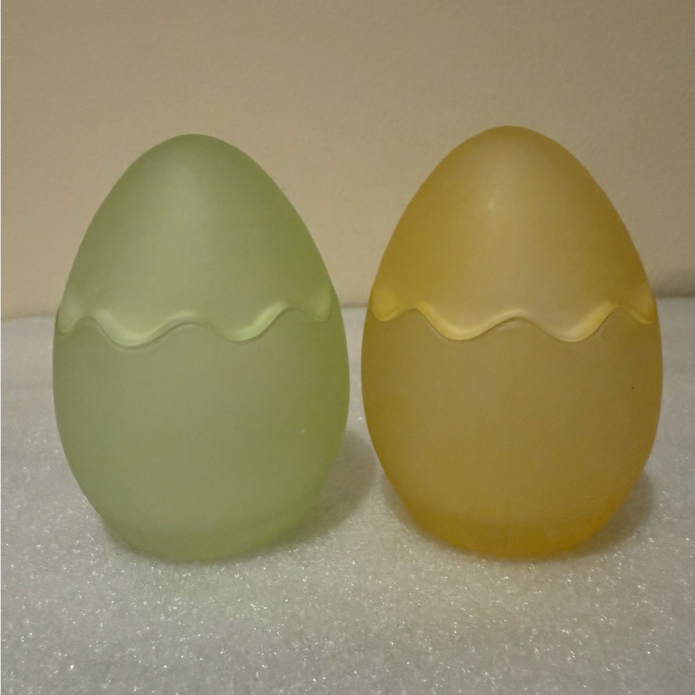 Set of Frosted Egg-Shaped Trinket Boxes